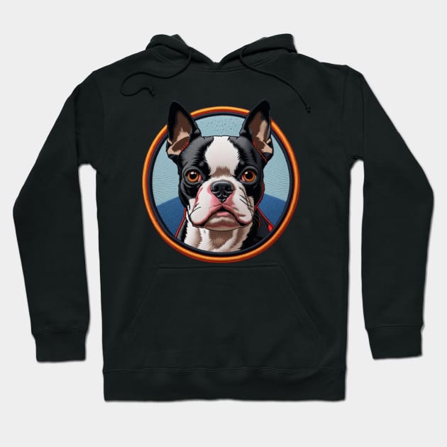 Boston Terrier Embroidered Patch Hoodie by Xie